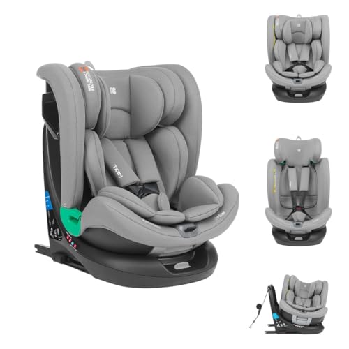 Kikka boo seggiolino bambini i-Roll i-Size (40-150cm) Isofix girevole 360 gradi, colorazione:grigio...