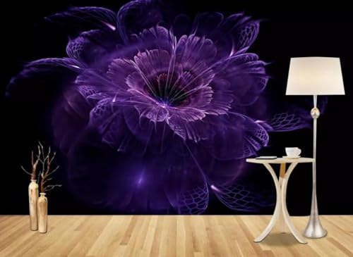 Papier peint fleurs violettes 3D ILIYA pour salon et chambre - 3