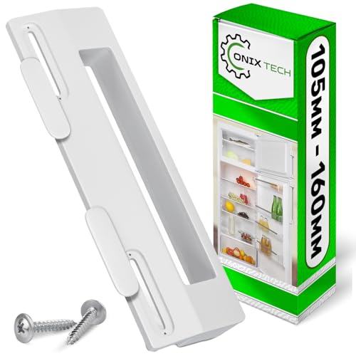 ONIX TECH Universal Tirador Puerta Frigorifico y Congelador Tiene Orificios para Montaje a una Distancia de 105 mm a 160 mm - Kit Incluye 2 Tapones y 2 Tornillos - Garantía de 5 Años