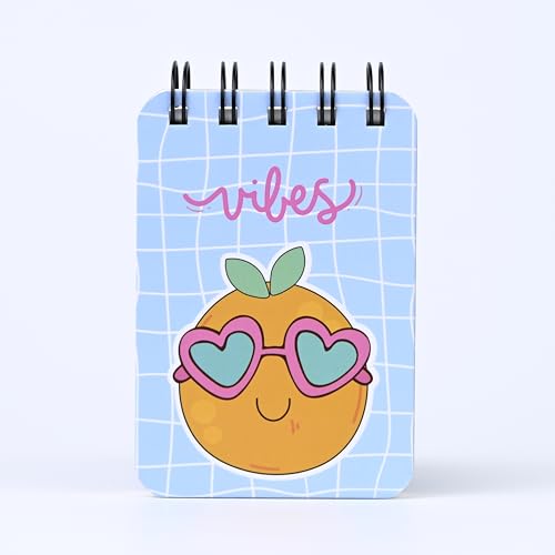 Image of Spiral Pocket Notebook (7.5 x 11 cm) | Cute Mini Notepad | Small Handy Notebook for School, Office & Personal Notes (Vibes)