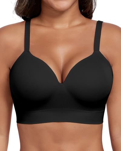 Ubras Support Lift Wireless Bra Plus Size Shaping Bra for Big Breast Seamless Bra No Underwire Black L
