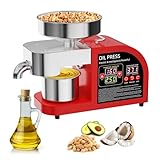 Oil Press Machine, Hot & Cold Press Oil Machine for Home & Commercial Use, JOYKUVA 1000W Automatic Oil Extractor for Walnut Olive Avocado Peanut Soybean Sesame Coconut Sunflower Seeds -110V US