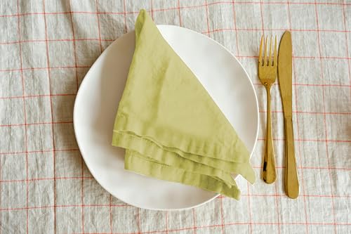 Image of R home Solid Cotton Table Napkins, Soft Cloth Napkins for Dining Table, Reusable & Washable, Ideal for Formal Dining, Cocktail Nights, Weddings, Home Bar & Table Decor (12, Parrot Green)
