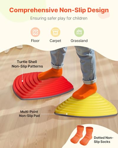 Image of VEVOR Balance Stepping Stones for Kids, 12 PCS, Up to 220 lbs, Non-Slip Toddlers Sensory Stepping Stones, Obstacle Course Coordination Game Toys Indoor or Outdoor Play for Children Aged 3 4 5 6 7 8+