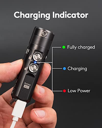 Image of RovyVon A23 G2 1000 lumens USB-C Rechargeable EDC Flashlight, 6500K Cool White 850mAh LED Pocket Flashlight Keychain, with Magnetic Pocket Clip for EDC Carry, Camping and Hiking (Gunmetal)