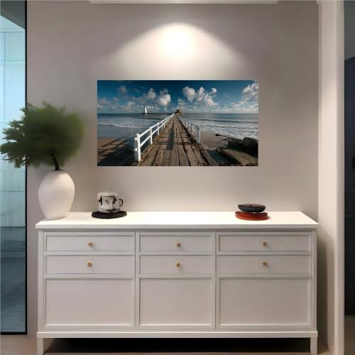 Muelle de madera calcomanías de pared autoadhesivas vinilo decorativo 120x80 cm 3