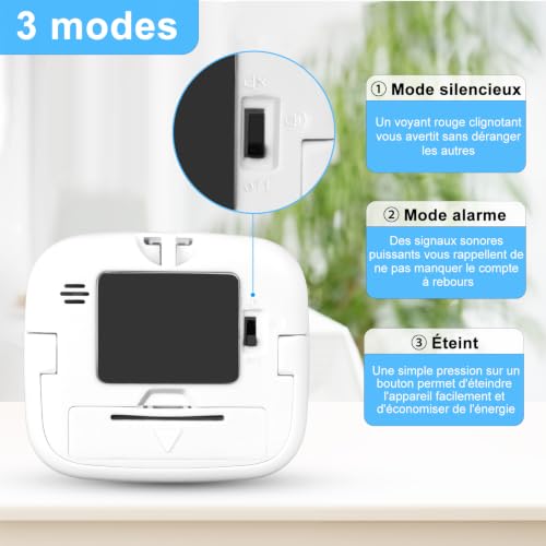 2 PCS Minuteur de Cuisine, Minuteur avec Compte à Rebours, Mode Silencieux – vue 3