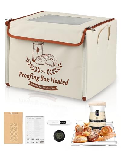 COCO BIRD Folding Bread Proofing Box with Window & Hygrometer, 55–133°F Precise Temp Control, 48H Timer, 5-Layer Insulation, Multi-Side Heating, Steel Rack & Bread Bags, for Sourdough, Yogurt & Pizza