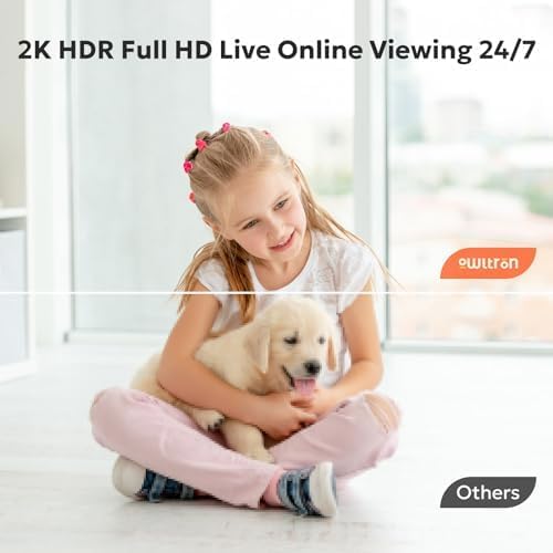 Miniatura 2 de owltron Cámara de seguridad para interiores, 360 cámaras caseras panorámicasinclinables con detección de movimiento, cámara para mascotas con