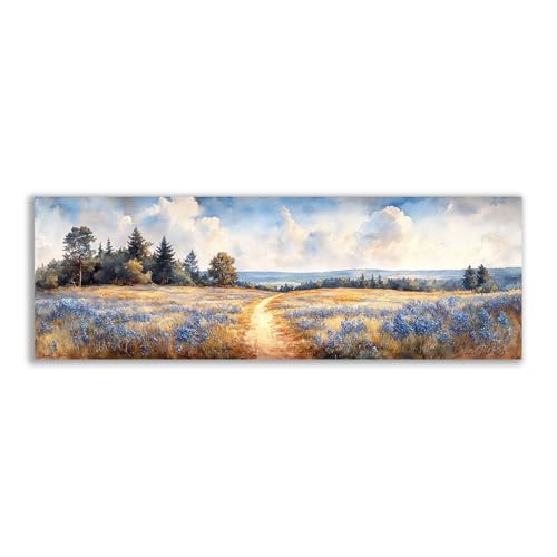 Paysage de campagne panoramique en aquarelle pour illuminer un salon au style déco champêtre