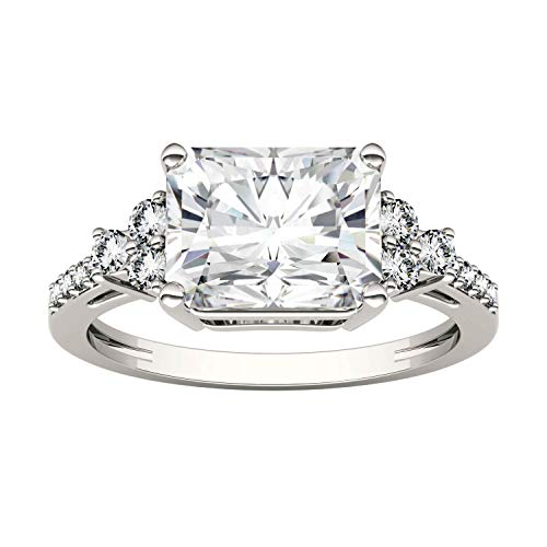 Charles & Colvard 14K White Gold Moissanite 9x7mm Radiant Moissanite Engagement Ring, 2.90cttw DEW
