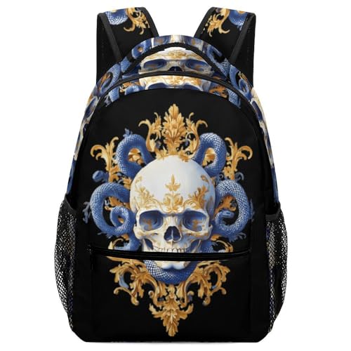 Medusa-Skull Vertical Art Funny Backpack Casual Daypack Lightweight Shoulders Bag for Men Women Cute Print