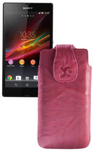 Suncase Étui en Cuir véritable pour Sony Xperia SP