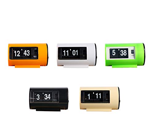 Flip Clock, Moderno Decoración Reloj de Escritorio, Retro automático, Tapa de Despertador, Reloj Número, Batería, Relojes Digitales para Sala de Estar Decoración (5 Colores),Blanco