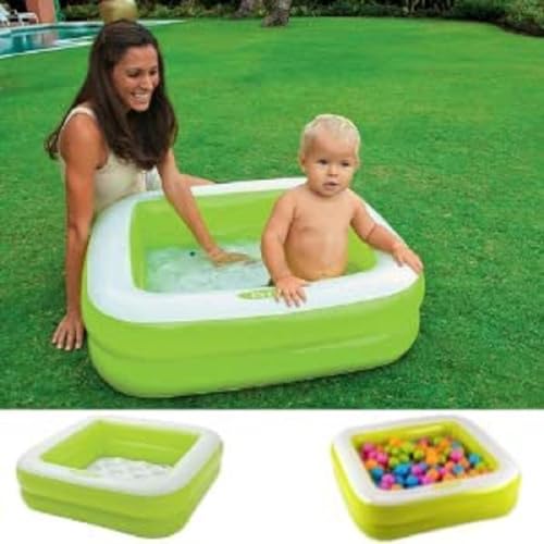 Image of LONGMIRE 3 ft Portable Inflatable & Foldable Kids Swimming Pool Baby Bath Tub Water Pool for Kids and Adults Outdoor & Indoor Kids Bathing Tub - Multicolor