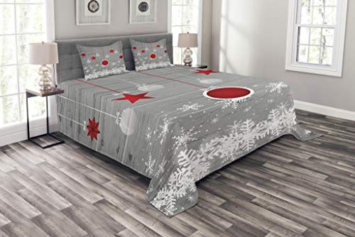 ABAKUHAUS Weihnachten Tagesdecke Set, Sterne-Flitter Schnee, Set mit...