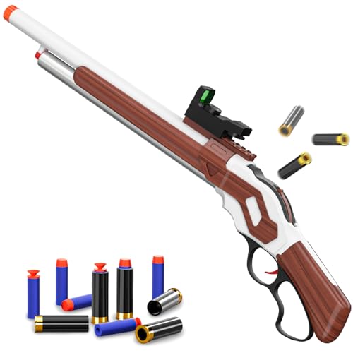 Soft Bullet Lever Bolt Action Toy Gun Shell Ejecting Pump Shotgun Big Revolver Pistol Perfect Prop Cowboy Sniper Rifle Foam Dart Blaster Models Brown Boys 6 7 8 9 10 11 12 Year Old Cool Shooting Games