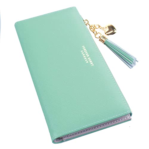 Image of Valentoria Womens Wallet Cute Elegant Long Slim Card Holder Case Minimalist Coin Purse Thin Tassels Zip Clutch Wallets for Girls Ladies | Cute