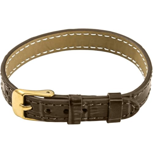 CALFOVERA Pulsera de Cuero Genuino Marrón Ajustable Vintage de Grano Completo, Correa de Reloj con Hebilla de Acero Inoxidable Dorado para Hombres Y Mujeres, Uso Diario, Regalo de Fiesta de Disfraces