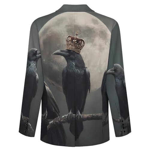 Black Birds Crows on Tree Men's Blazer Printed Button Suit Jacket Slim Sport Coat Blazers4