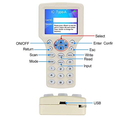 LEXI ID IC HID Card Copier, NFC Reader, 125KHz 13.56MHz 10 Frequency RFID Access Writer/Reader/Duplicator, Key fob Cards Programmer, UID Decoder with USB - Thumbnail 5