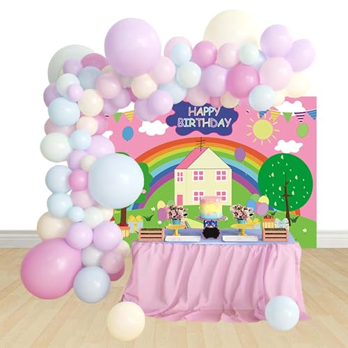 Decoración de Cumpleaños Globos Blue Pig Pancarta para Fiesta Fotografía de Fondo Cumpleaños