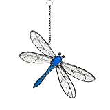 DiuDiuLYU Dragonfly Stained Glass Window Hangings, Stained Glass Decorations,Dragonfly Suncatcher for Indoor Garden Window Home Decor Dragonfly Gifts for Grandma,Mom