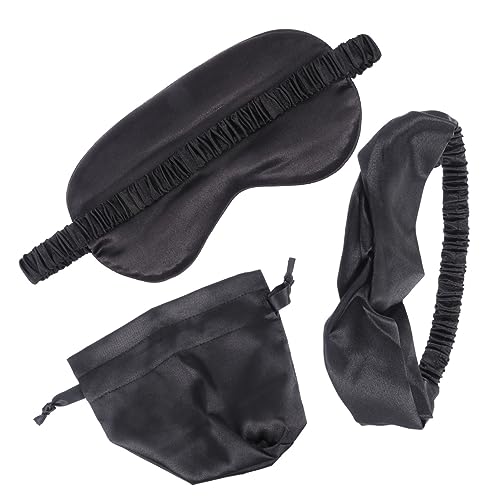 LOLIPPYY ?真シルク製睡眠用アイマスク 収納ポーチ付 ヘアバンド付き 快適な目元ケアとリラクゼーション 旅行や就寝時に