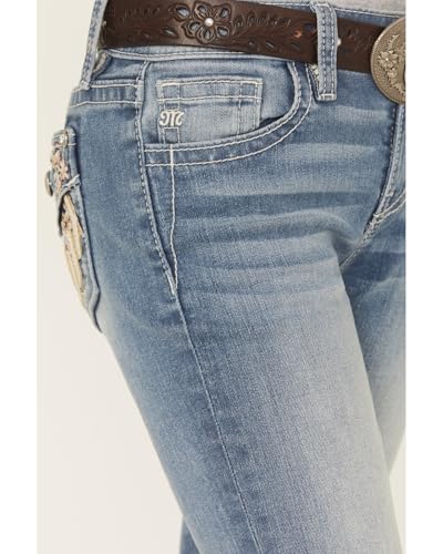Miss Me Girls' Floral Embroidered Medium Wash Bootcut Stretch Denim Jeans - K5082B192 12 REG4