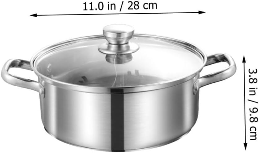 GLEAVI Household Stainless Steel Double Handle Hot Pot Thickened Divided Cooking Pot for Stovetop for Family Meals