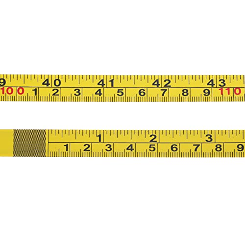 2Pcs Ruban de mesure auto-adhésif en acier, règle d'échelle impériale et métrique, ruban de mesure collant de gauche à droite avec support adhésif pour le travail du bois, scie, table de dessin, 44Inch, jaune