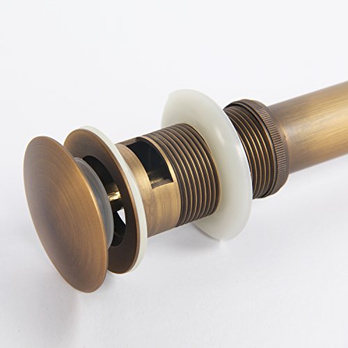 Wellsum Bathroom Faucet Vessel Vanity Sink Large Pop Up Drain Stopper With Overflow, Antique Brass Sink Drainer #TOP2