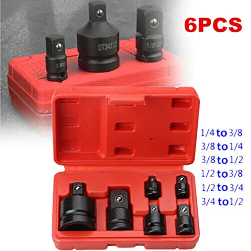 HYECHO 6Pcs 1/4 3/8 Pneumatischer Hülsenadapter Kopfsockel Reduzierstück Air Impact Set