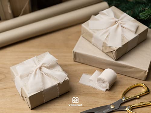 Vitalizart Light Nude Chiffon Ribbon 1.5'' x 21 Yd, Beige Fabric Silky Ribbons 3 Rolls x 7 Yd - Image 4
