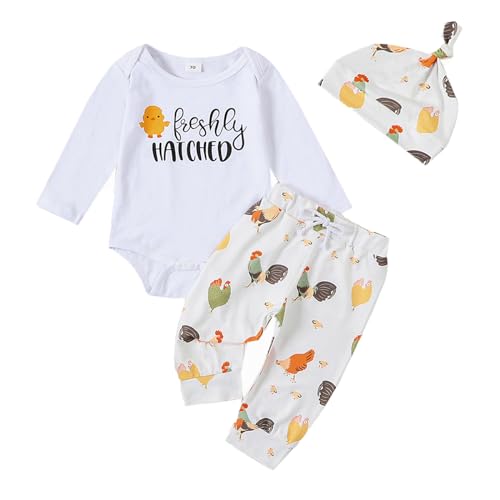 Chicken Baby Clothes Baby Girls Funny Letter Romper Chicken Fabric Flare Trousers Heaband Set Country Farm Baby Stuff