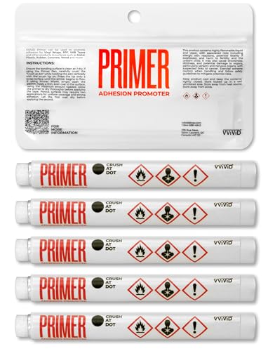 VViViD Primer Pen Adhesive Promoter (0.66mL - 5 Pack) for Vinyl Wrapping PPF Painting Metal Plastic Rubber Concrete and More