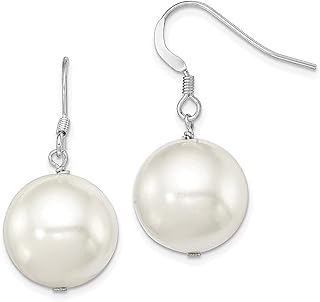 Prata Esterlina 925 Branco 14 15 mm Redondo Mar Shell Sereia Náutica Joia Pérola Pendente Brincos Lustre Pedra Natural Joias Finas Para Mulheres Presentes Para Ela, Pérola, Pérola