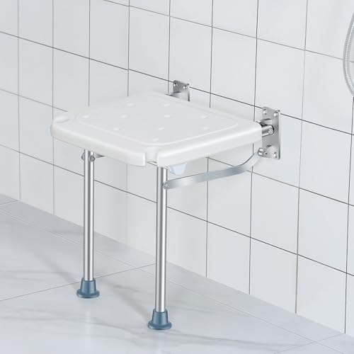 Peakjune Tabouret De Douche Pliable Invisible,SièGe De Douche Rabattable,Tabouret De Douche Pliable Mural,Facile à Plier,Convient pour Salle De Douche Et Salle De Bain