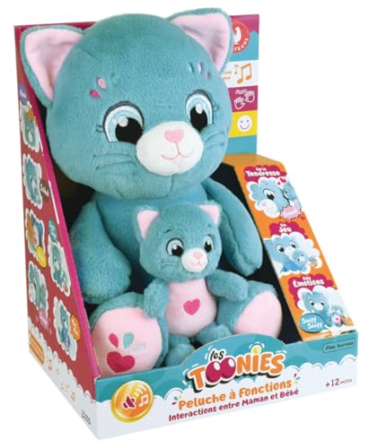 Jemini | Peluche Interactive Chat Maman Et Bébé | 26 Cm | 6 Sons Éducatifs | Doudou Sonore Enfant 12 Mois | Jouet Éveil Sensoriel avec Piles Incluses |...
