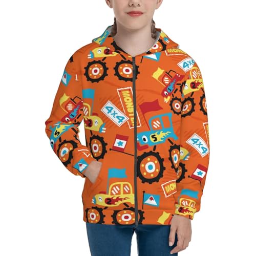 Monster Truck Kids Pullover Hoodies Boys Zip Up Sweatshirts Girls Athletic Clothes with Pocket3