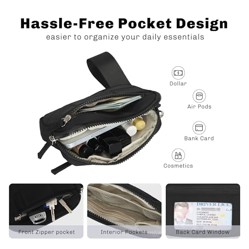 Hynes Eagle Wristlet Wallets for Women Nylon Quilted Puffer Wallet Purse with 3 Zip Pockets for Travel/Daily Black4