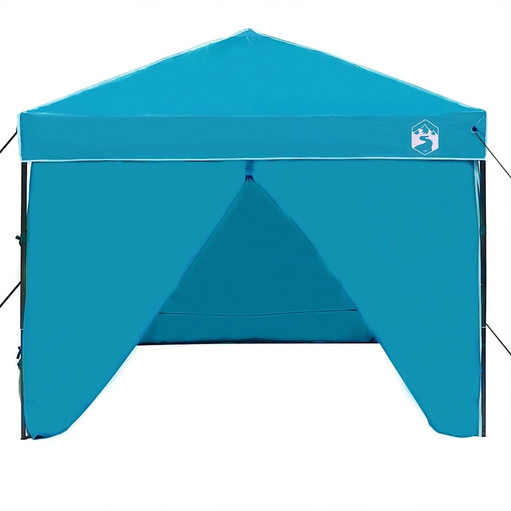 Składany namiot imprezowy niebieski 243x243x251 cm materiał | Konstrukcja pop-up, w zestawie torba do przenoszenia, śledzie i linki napinające, regulacja wysokości, do ogrodu i tarasu