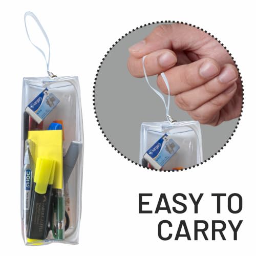 Image of Anupam Transparent Pencil Pouch with Zipper Closure,Transparent Pen Bag Organizer for School, Collage, Office, Cute Cosmetic Bag for Girls, Multi-Purpose Stationary Bag (Pack of 1)