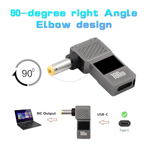 Convertidor USB C a CC 12V Danfetsoy con pantalla digital y diseño de 90 grados para router y PC 5