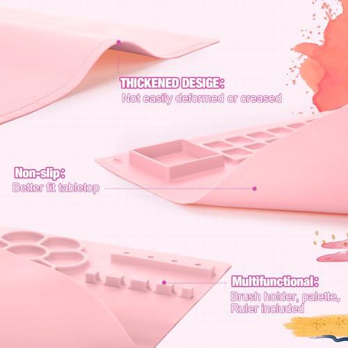 Image of Fuyoooo 2 Pcs Painting Supplies Set with Silicone Painting Mat & Paint Brush Cleaner Bucket for Crafts Paint Brush Holder Organizer with Palette Party Art Supplies for Kids, Adults & Beginners