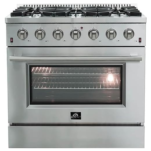 FORNO Galiano 36 in. Pro-Style 6 Italian Burners All 304/430 Stainless Steel 83000 BTU Gas Range, Convection Oven