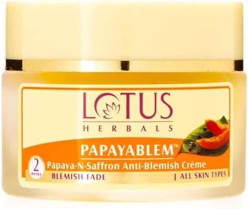 Lotus Herbals Papayablem Papaya & Saffron Anti-Blemish Cream | For Dark Spots, Pigmentation & Uneven Skin Tone | 250g