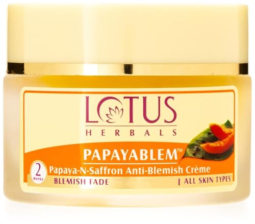 Image of Lotus Herbals Papayablem Papaya & Saffron Anti-Blemish Cream | For Dark Spots, Pigmentation & Uneven Skin Tone | 50g (Pack of 3)