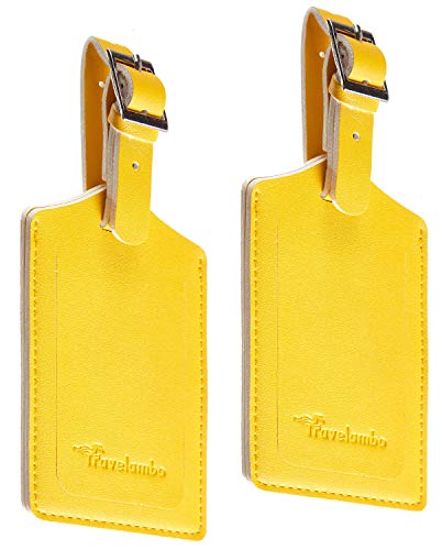 8 Pack Leather Luggage Travel Bag Tags By Travelambo Yellow #TOP3
