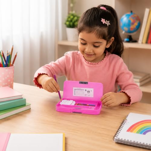 Image of WISHKEY Pencil Box for Kids, Pencil Case for Girls & Boys, Unicorn Glitter Stationery Box with Multiple Compartments, Pen & Pencil Holder, Built-in Sharpener, School Supplies Organizer Multicolor